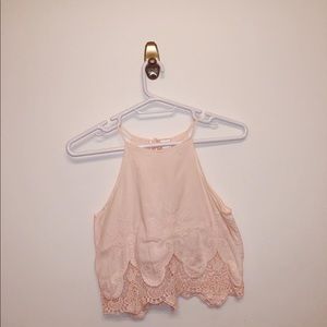 Light pink tank with crochet detailing